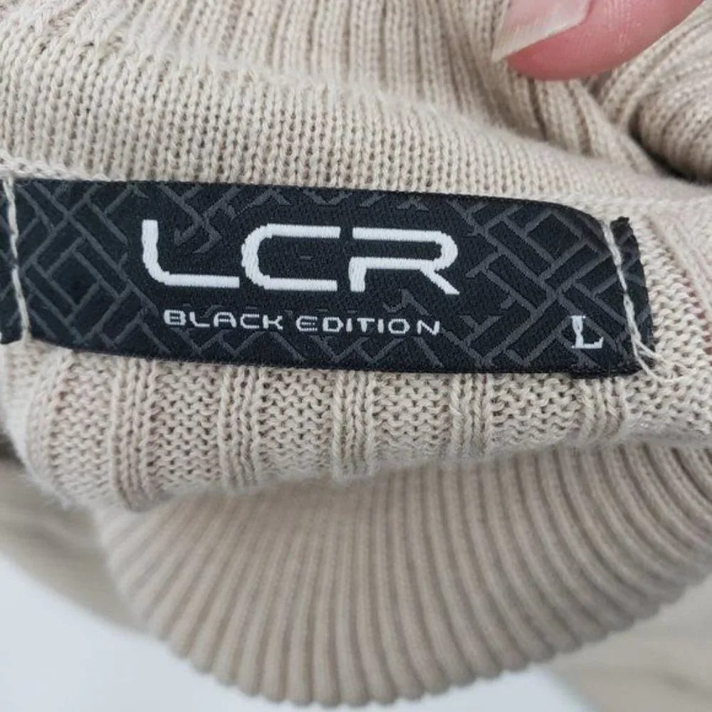LCR Black Edition Men's Luxury European Turtleneck Sweater Light Beige Large NWT